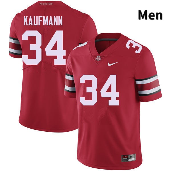 Ohio State Buckeyes Colin Kaufmann Men's #34 Red Authentic Stitched College Football Jersey